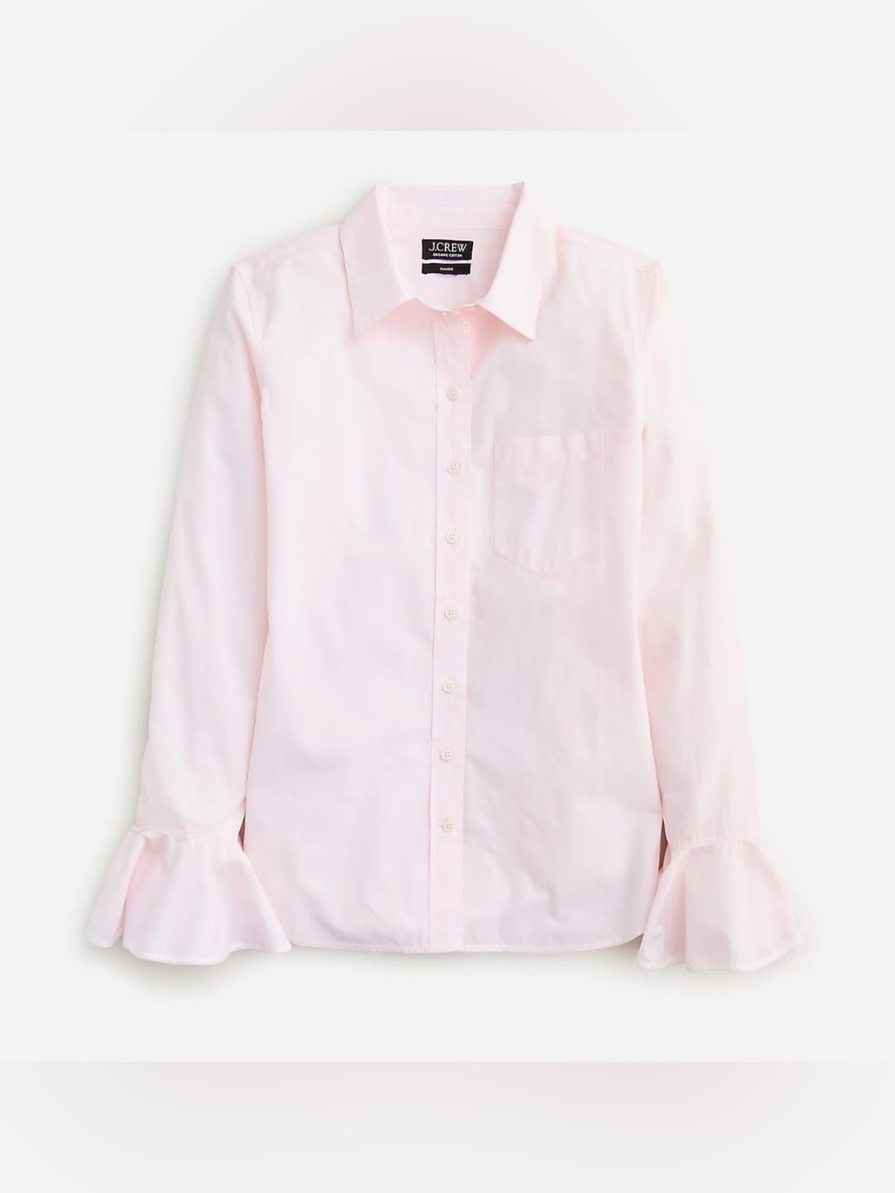 J. Crew womens Pale Pink Button-Front Shirt with Ruffle Cuffs